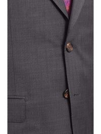 Thumbnail for Max Davoli TWO PIECE SUITS Mens Regular Fit Gray Stepweave Two Button Half Canvassed Wool Suit