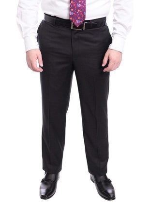 Max Davoli TWO PIECE SUITS Mens Regular Fit Solid Black Two Button Half Canvassed Super 150s Wool Suit