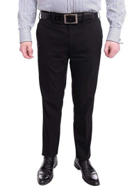 Thumbnail for Mazari PANTS 28 / 30 / 28X30 Mazari Slim Fit Solid Black Flat Front Washable Stretch Dress Pants