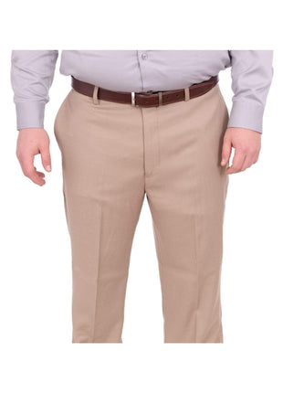 Mazari PANTS 36X30 Mazari Classic Fit Solid Tan Flat Front Washable Dress Pants