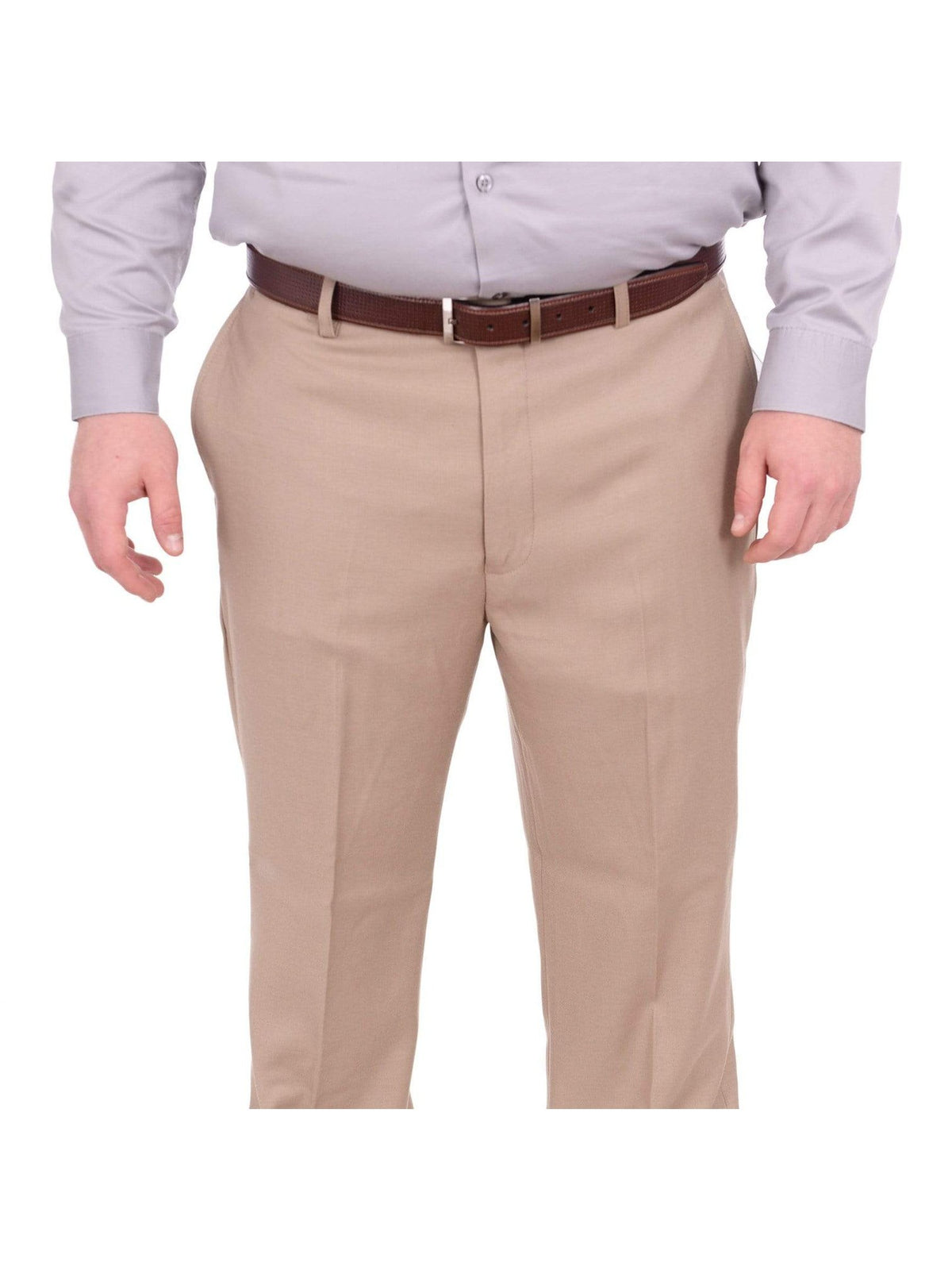 Mazari PANTS 36X30 Mazari Classic Fit Solid Tan Flat Front Washable Dress Pants
