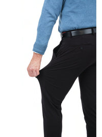 Thumbnail for Mazari PANTS Mazari Mens Solid Black Slim Fit Flat Front 4 Way Stretch Dress Pants