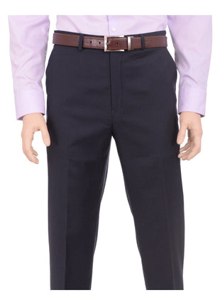 Michael Kors Regular Fit Blue Mini Check Flat Front Washable Dress Pants - The Suit Depot