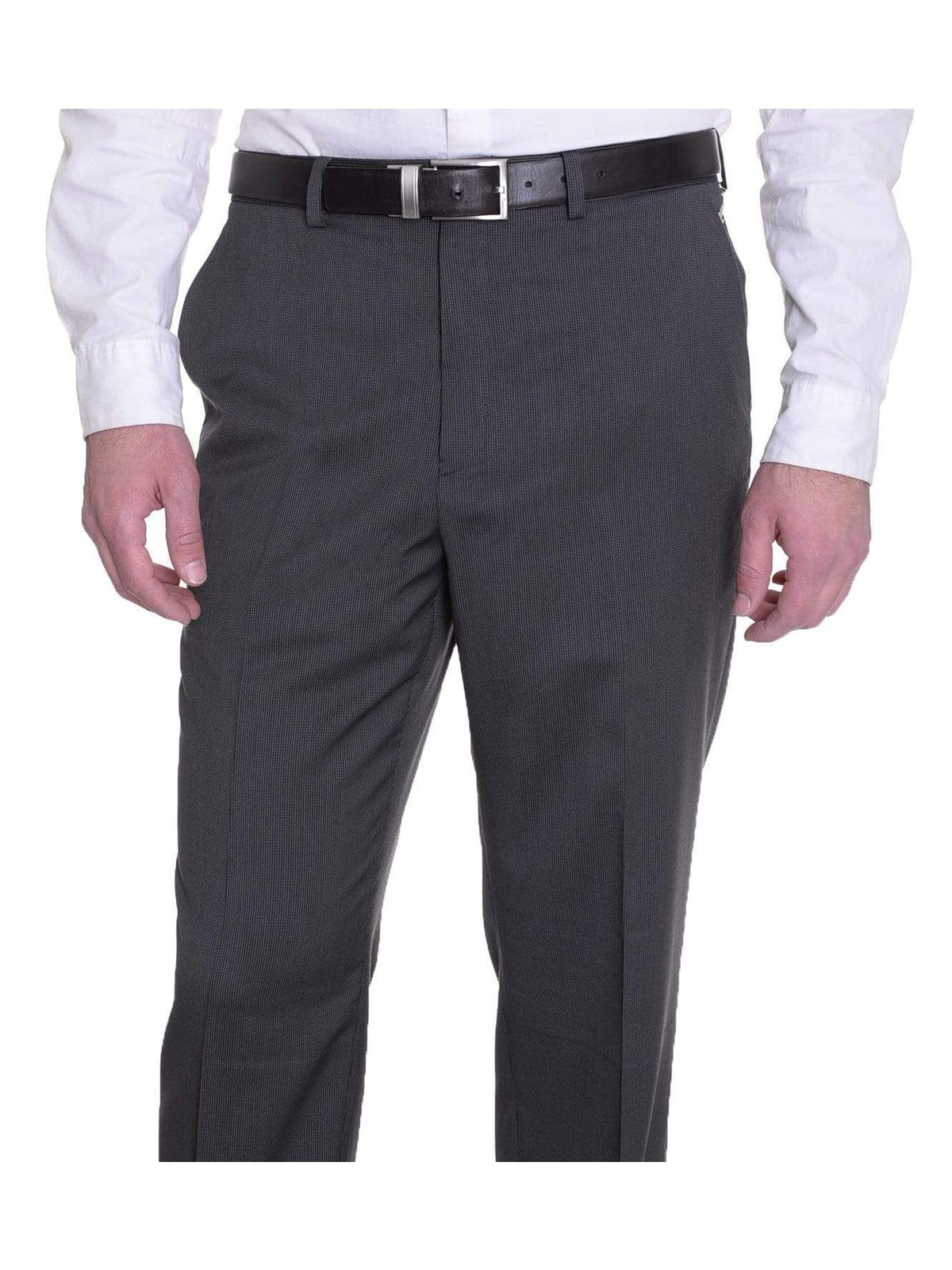 Michael Kors PANTS Michael Kors Regular Fit Gray Textured Stretch Fabric Flat Front Dress Pants