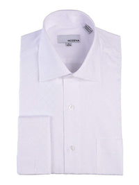 Thumbnail for Modena Sale Shirts 14 1/2 32/33 Mens White Tonal Diamond Spread Collar French Cuff Cotton Blend Dress Shirt