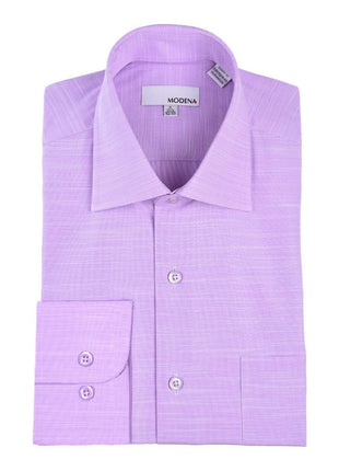 Modena Sale Shirts 15 32/33 Regular Fit Lavander Textured Spread Collar Cotton Blend Dress Shirt