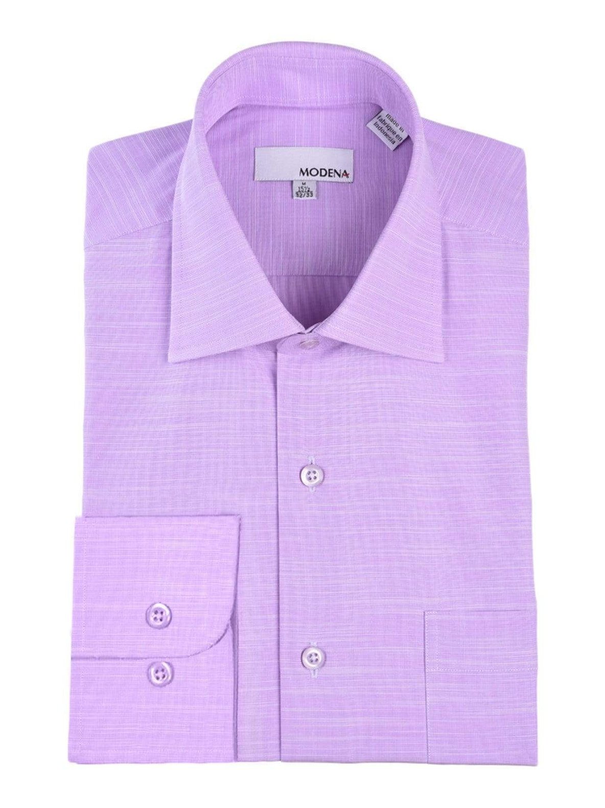 Modena Sale Shirts 15 32/33 Regular Fit Lavander Textured Spread Collar Cotton Blend Dress Shirt