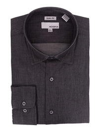 Thumbnail for Modena Sale Shirts 16 1/2 32/33 Mens Slim Fit Black Textured Spread Collar Cotton Blend Dress Shirt