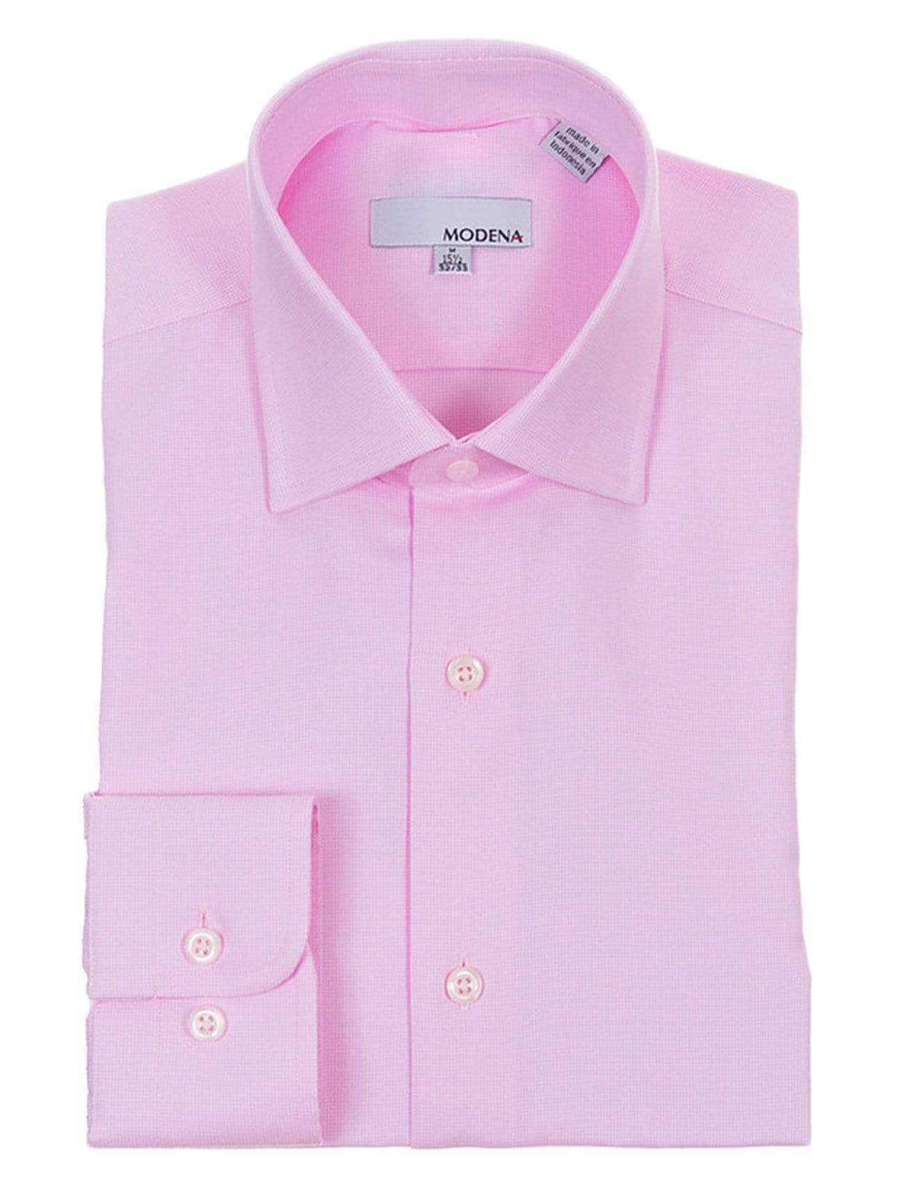 Mens Regular Fit Pink Textured Cotton Blend Dress Shirt, 18 / 36/37 Mens Regular Fit Pink Textured Cotton Blend Dress Shirt, 18 / 36/37
