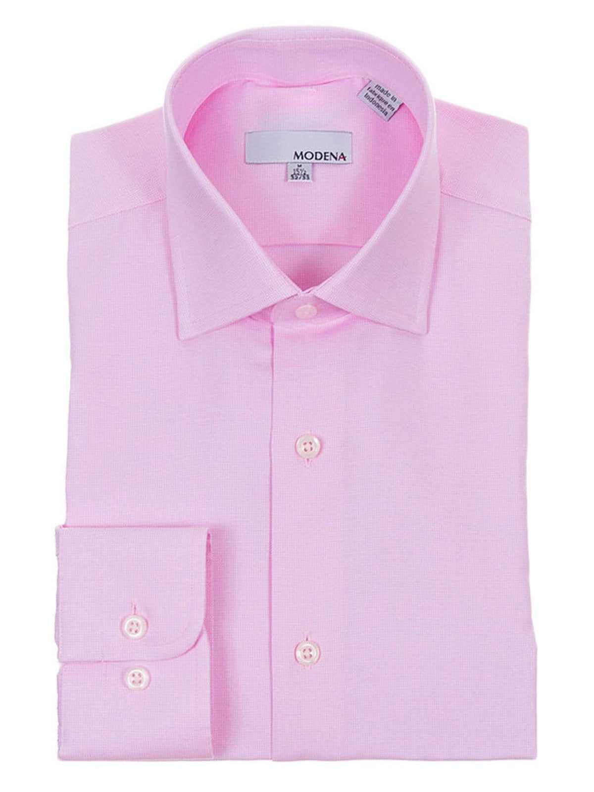 Modena Sale Shirts 22 36/37 Mens Regular Fit Pink Textured Cotton Blend Dress Shirt