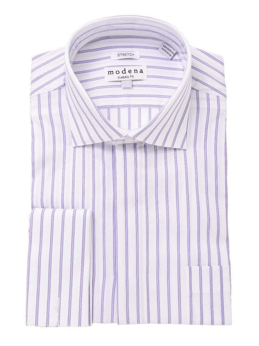 purple stretch dress shirt Men's Purple & White Performance Dress Shirt (Versailles Button Down) Traditional / 16 / m-l / 34-35