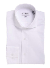 Thumbnail for Modena SHIRTS 14 1/2 / 32/33 Mens Slim Fit Solid White Cutaway Collar Cotton Blend Dress Shirt