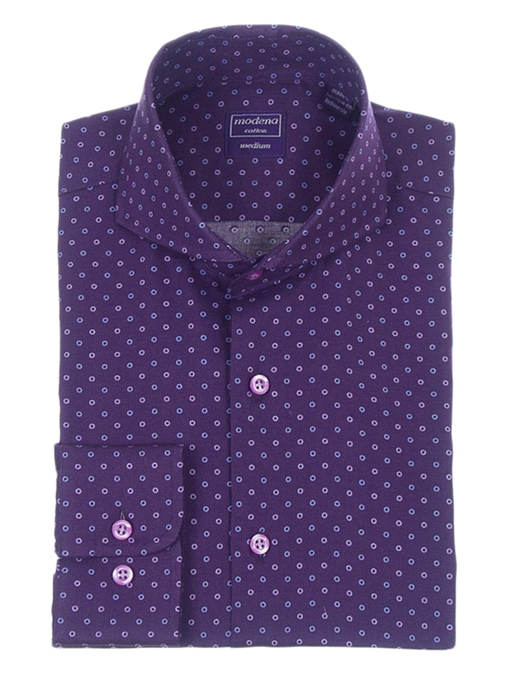 Regular Fit Plum Purple Circle Pattern Cutaway Collar Cotton Dress Shirt, 23 / 34/35 Regular Fit Plum Purple Circle Pattern Cutaway Collar Cotton Dress Shirt, 23 / 34/35