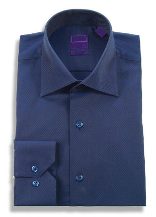 Modena SHIRTS 14 1/2 32/33 Slim Fit  Navy Blue Diagonal Striped Cotton Dress Shirt