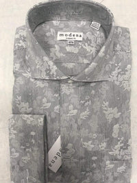 Thumbnail for Modena SHIRTS 15 1/2 / 34/35 Mens Classic Fit Black Pinstriped Floral French Cuff Cotton Blend Dress Shirt