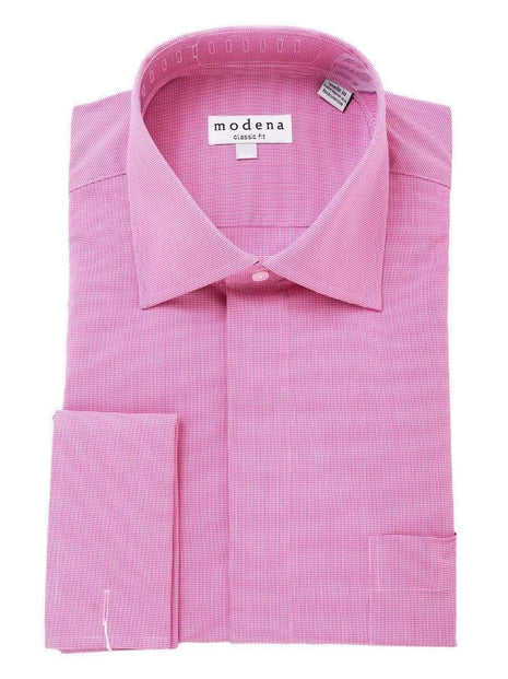 open lace back dress Mens Cotton Blend Pink Houndstooth French Cuff Classic Fit Dress Shirt