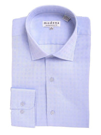 Thumbnail for Modena SHIRTS 16 / 34/35 Mens Slim Fit Light Blue Check Spread Collar Cotton Blend Dress Shirt