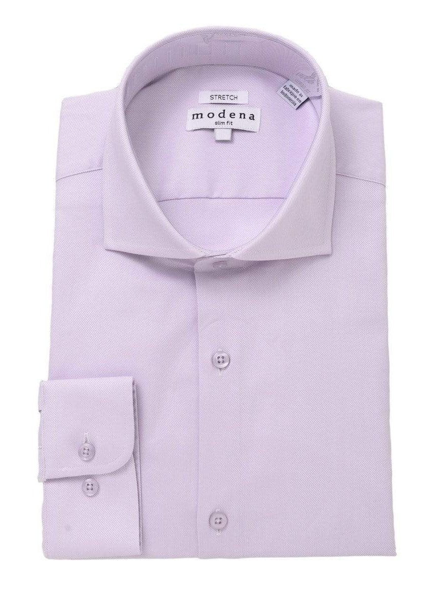 Modena SHIRTS 17 1/2 34/35 Mens Cotton Blend Purple Cutaway Collar Slim Fit Dress Shirt-