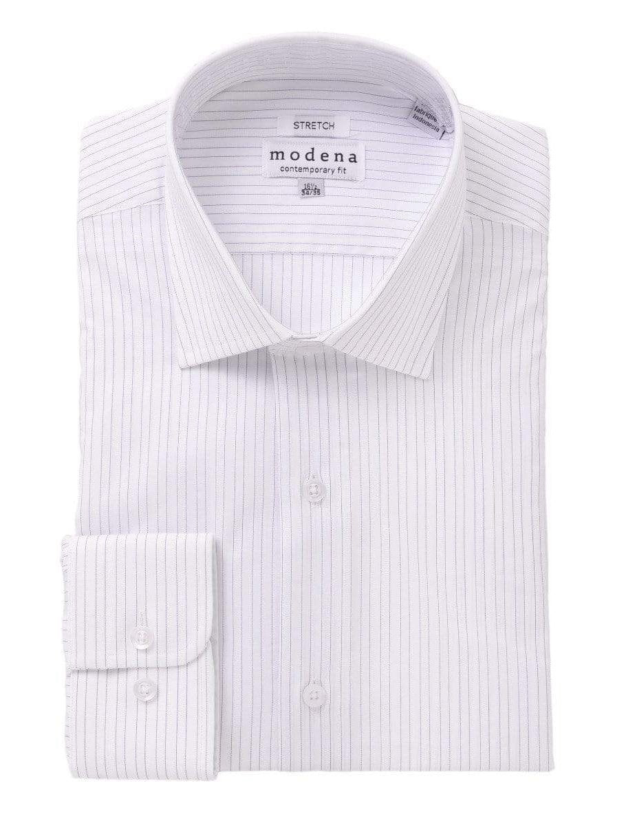 Mens Cotton Blue Striped Slim Fit Stretch Dress Shirt, 17 / 32/33 Mens Cotton Blue Striped Slim Fit Stretch Dress Shirt, 17 / 32/33