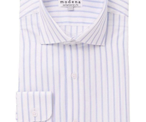 Shop Modena Blue Cotton Blend Shirt