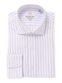 Thumbnail for Modena SHIRTS 18 1/2 / 36/37 Mens Cotton Blend Blue Striped Slim Fit Spread Collar Dress Shirt