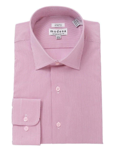 Mens Cotton Red Check Slim Fit Spread Collar Stretch Dress Shirt, 16 / 36/37 Mens Cotton Red Check Slim Fit Spread Collar Stretch Dress Shirt, 16 / 36/37