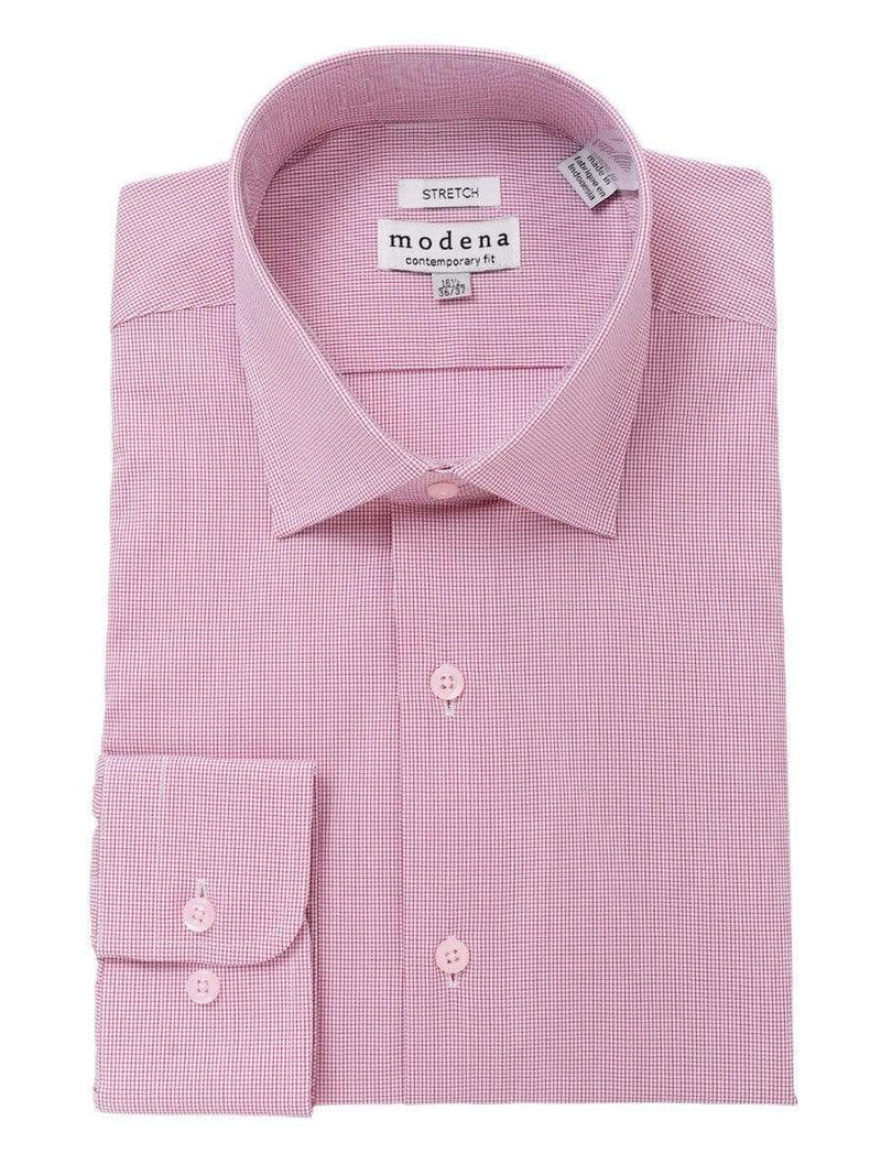dress shirts modena Mens Cotton Red Check Slim Fit Spread Collar Stretch Shirt, 16 / 36/37 or sport coats Sleeve Length:30-31 ballroom Long Sleeve Black Bodycon