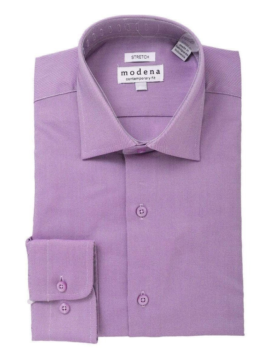 Modena SHIRTS 20 / 36/37 Mens Cotton Blend Purple Spread Collar Slim Fit Dress Shirt
