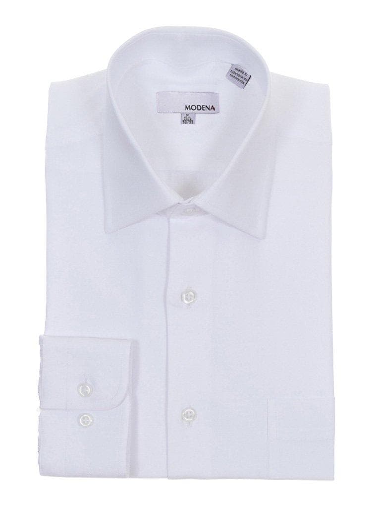 Modena SHIRTS 22 34/35 Classic Fit White Twill Standard Cuff Cotton Dress Shirt