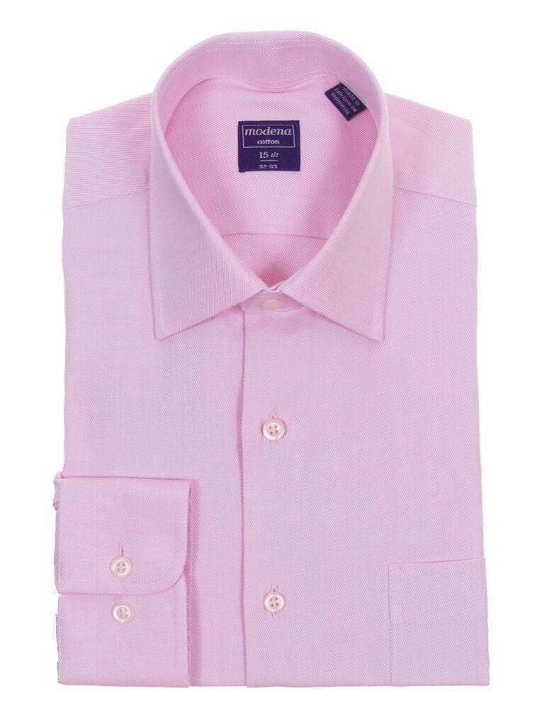 Modena SHIRTS Classic Fit Raspberry Pink Twill Standard Cuff Cotton Dress Shirt
