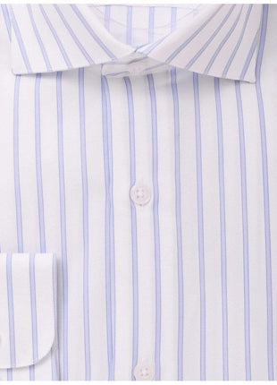 Modena SHIRTS Mens Cotton Blend Blue Striped Slim Fit Spread Collar Dress Shirt