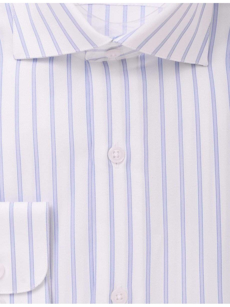 Modena SHIRTS Mens Cotton Blend Blue Striped Slim Fit Spread Collar Dress Shirt