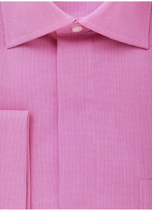 Modena SHIRTS Mens Cotton Blend Pink Houndstooth French Cuff Classic Fit Dress Shirt-