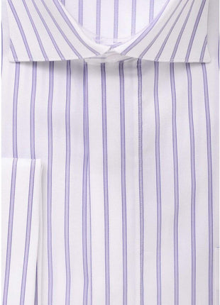 Modena SHIRTS Mens Cotton Blend Purple Striped French Cuff Classic Fit Dress Shirt