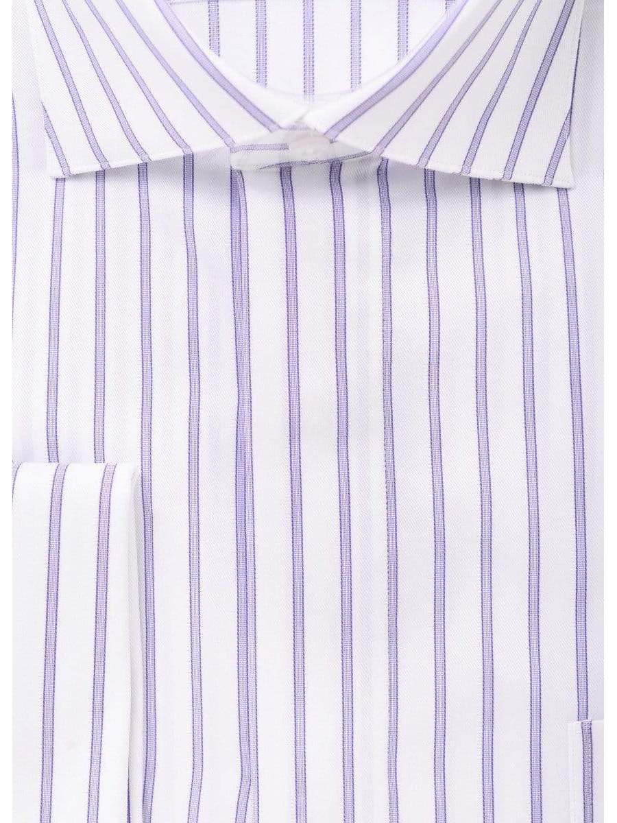 mens purple pinstripe dress shirt Mens French Cuff Shirt Tie Set Purple Black Stripe FL633
