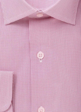 Modena SHIRTS Mens Cotton Red Check Slim Fit Spread Collar Stretch Dress Shirt