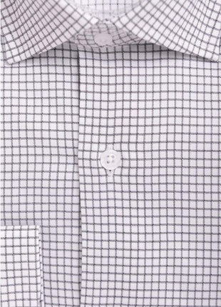Modena SHIRTS Mens Slim Fit Black & White Check Spread Collar Stretch Cotton Blend Dress Shirt