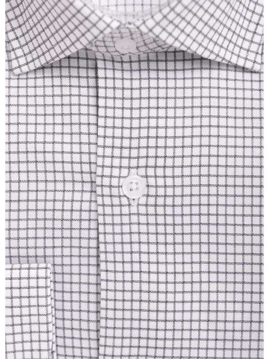 Mens Slim Fit Black & White Check Spread Collar Stretch Cotton Blend Dress Shirt, 15 1/2 / 34/35 Mens Slim Fit Black & White Check Spread Collar Stretch Cotton Blend Dress Shirt, 15 1/2 / 34/35