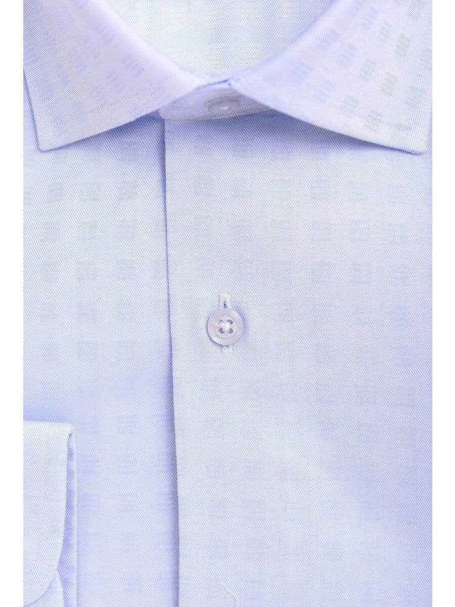 Modena SHIRTS Mens Slim Fit Light Blue Check Spread Collar Cotton Blend Dress Shirt