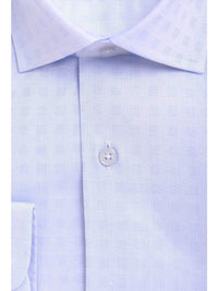 Thumbnail for Modena SHIRTS Mens Slim Fit Light Blue Check Spread Collar Cotton Blend Dress Shirt