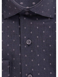 Thumbnail for Modena SHIRTS Mens Slim Fit Navy Blue With Oval Motif Spread Collar Cotton Dress Shirt