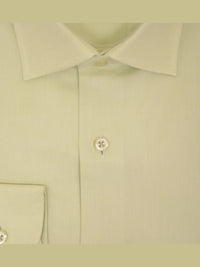 Thumbnail for Mens Slim Fit Solid Lime Green Twill Spread Collar Cotton Dress Shirt - The Suit Depot