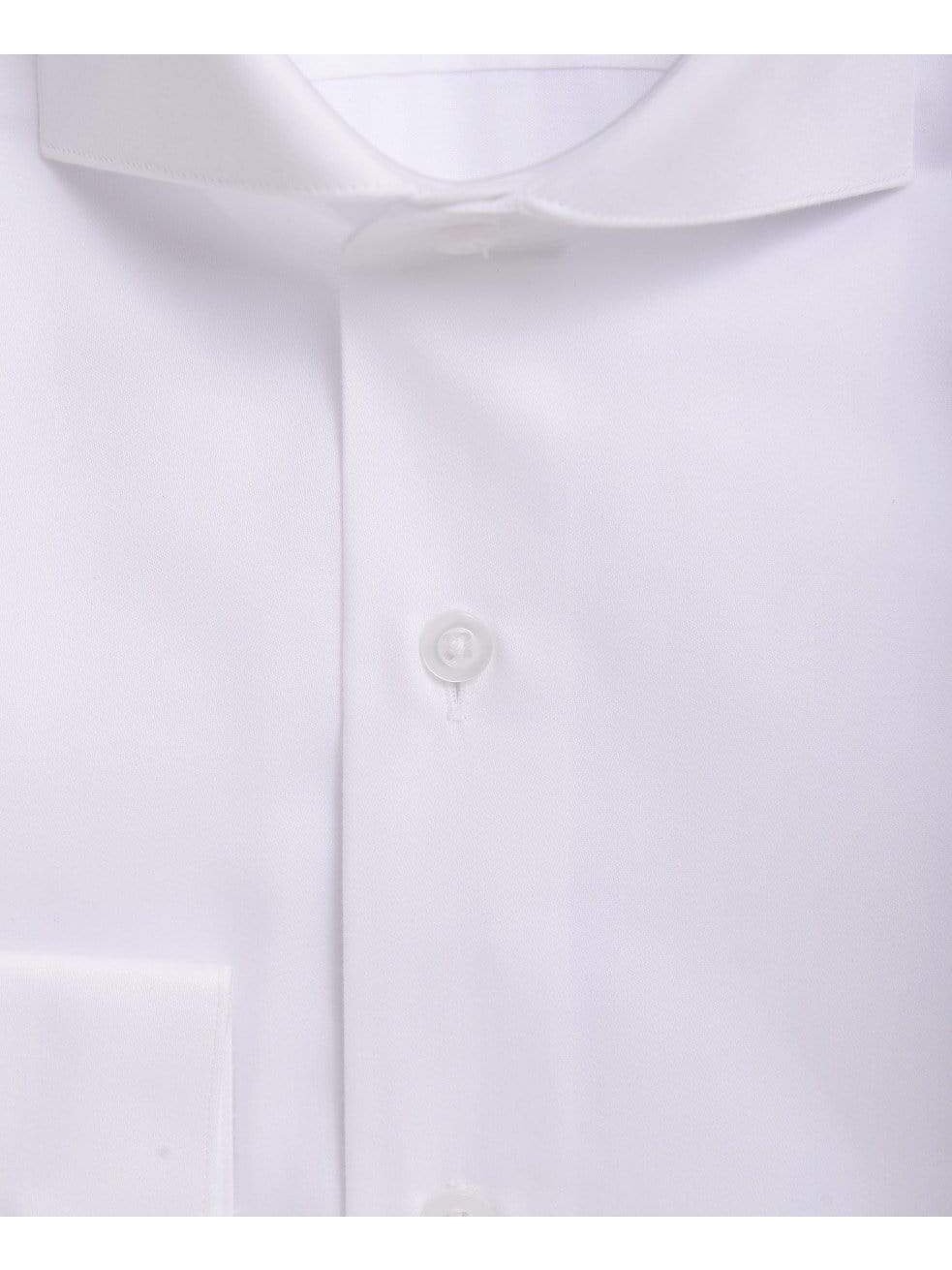 Modena SHIRTS Mens Slim Fit Solid White Cutaway Collar Cotton Blend Dress Shirt