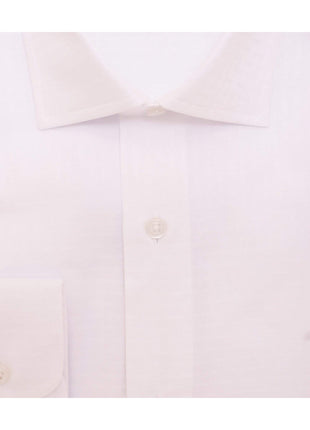 Modena SHIRTS Mens Slim Fit White Tonal Basketweave Spread Collar Cotton Dress Shirt