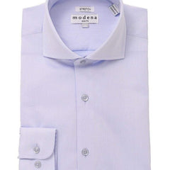 Modena SHIRTS The Suit Depot Men?s Cotton Solid Blue Slim Fit Stretch Dress Shirt