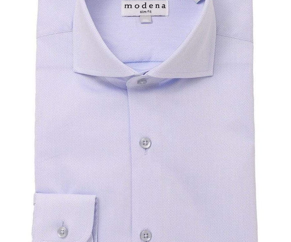 Shop Slim Fit Blue 100% Cotton Stretch Dress Shirt