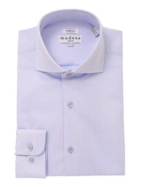Thumbnail for Modena SHIRTS The Suit Depot Men?s Cotton Solid Blue Slim Fit Stretch Dress Shirt