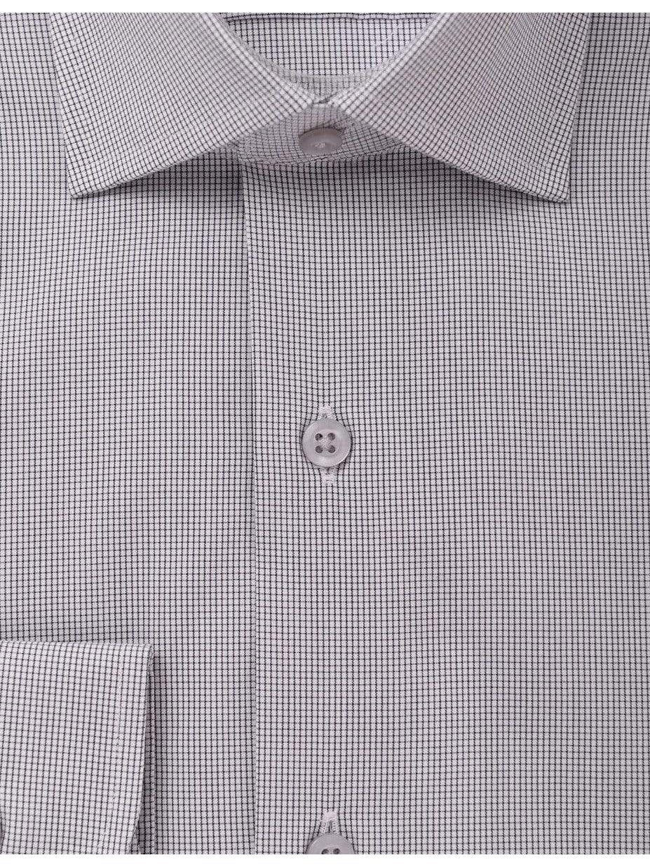 The Suit Depot Men?s Cotton Stretch Black Mini Check Slim Fit Dress Shirt - The Suit Depot