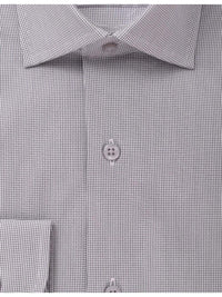 Thumbnail for The Suit Depot Men?s Cotton Stretch Black Mini Check Slim Fit Dress Shirt - The Suit Depot