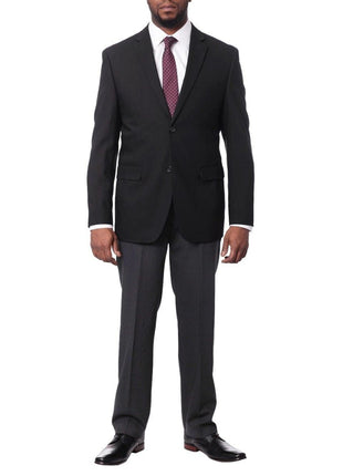 Montefino Uomo BLAZERS Montefino Mens Solid Black 100% Wool Slim Fit Blazer Sport Coat